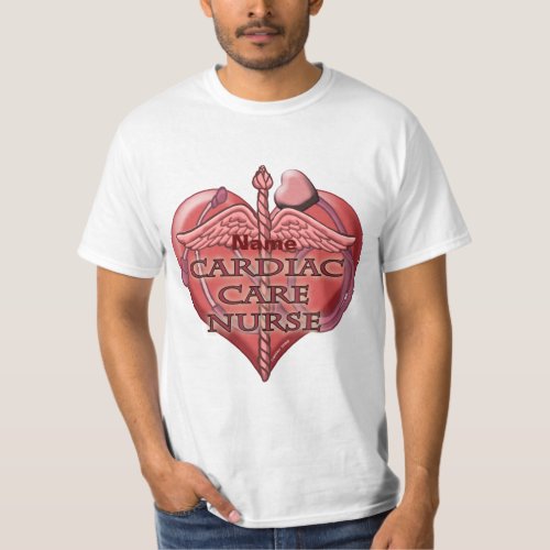 Cardiac Care Nurse Caduceus custom name T_Shirt