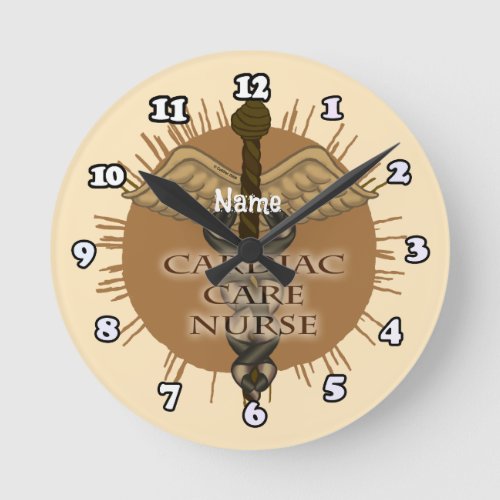Cardiac Care Nurse Caduceus  Round Clock