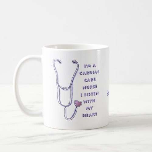 Cardiac Care Nurse Heart custom name mug