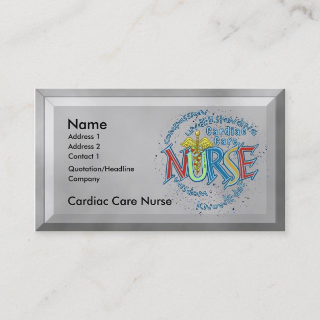 Cardiac Care Nurse Motto Business Card (Front)