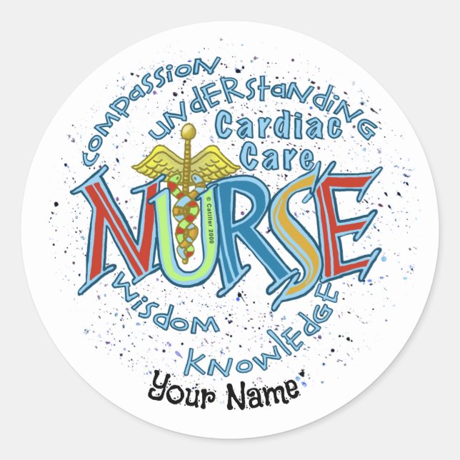 Cardiac Care Nurse Motto Classic Round Sticker (Front)