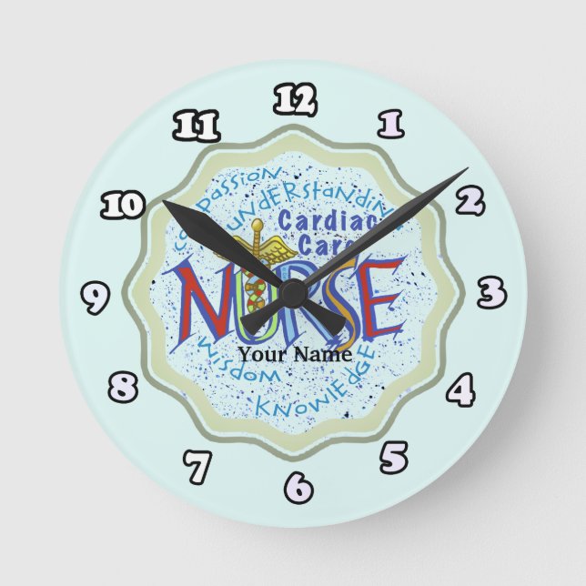 Cardiac Care Nurse Motto Round Clock (Front)