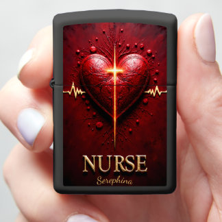 Cardiac Cross Lifeline Nurse Dedication Gift Zippo Lighter