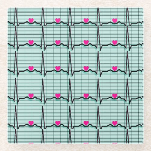 Cardiac EKG Strips   Glass Coaster