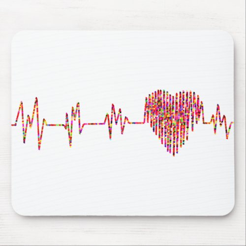 Cardiac Monitor EKG with Heart Mouse Pad