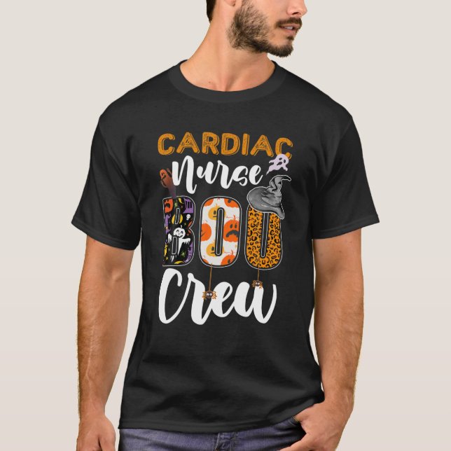 Cardiac Nurse Boo Crew Funny RN Halloween Matching T-Shirt (Front)