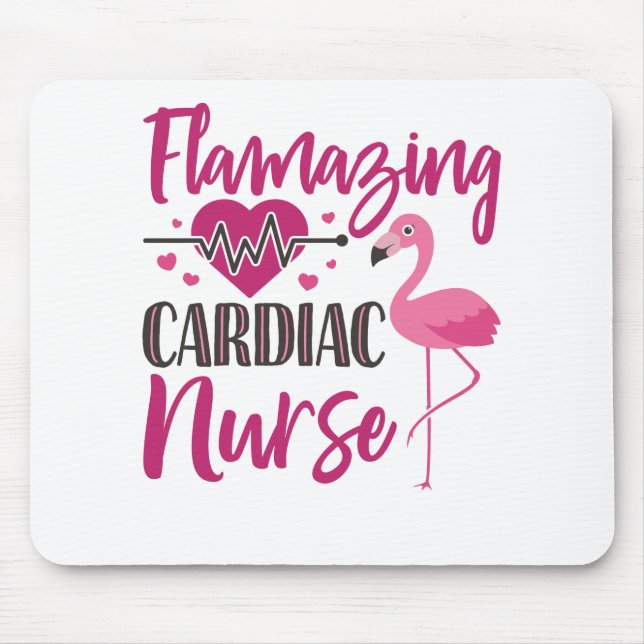 Cardiac Nurse Flamingo Nurses Week Appreciation Mouse Pad (Front)