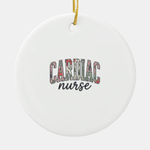 Cardiac Nurse Floral Varsity Lettering Design_1 Ceramic Ornament
