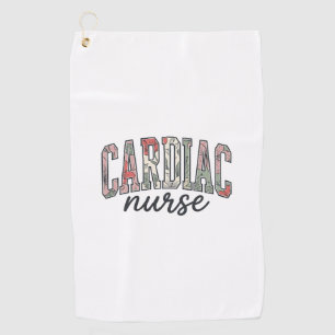 Cardiac Nurse Floral Varsity Lettering Design_1 Golf Towel