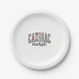 Cardiac Nurse Floral Varsity Lettering Design_1 Paper Plates