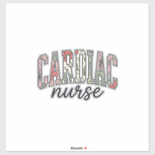 Cardiac Nurse Floral Varsity Lettering Design_1 Sticker