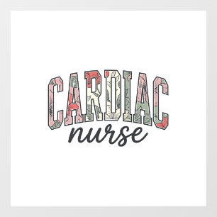 Cardiac Nurse Floral Varsity Lettering Design_1 Window Cling