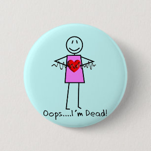 Cardiac Nurse Gifts Stick Person Design V-Fib Button
