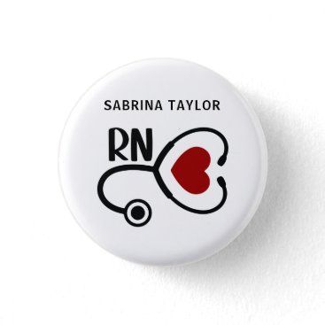 Cardiac Nurse Heart Stethoscope RN Notebook Keycha Button