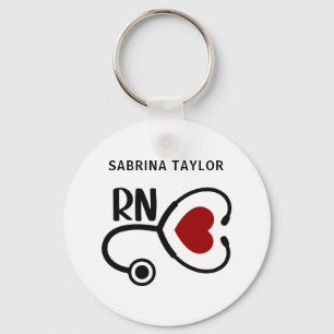 Cardiac Nurse Heart Stethoscope RN Notebook Keychain