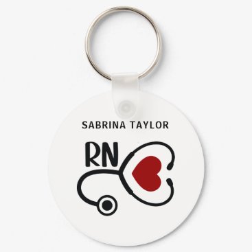 Cardiac Nurse Heart Stethoscope RN Notebook Keychain