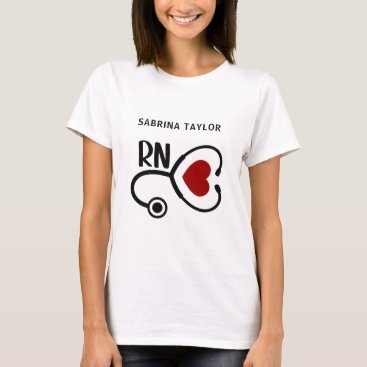 Cardiac Nurse Heart Stethoscope RN T-Shirt