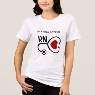 Cardiac Nurse Heart Stethoscope RN Tri-Blend Shirt