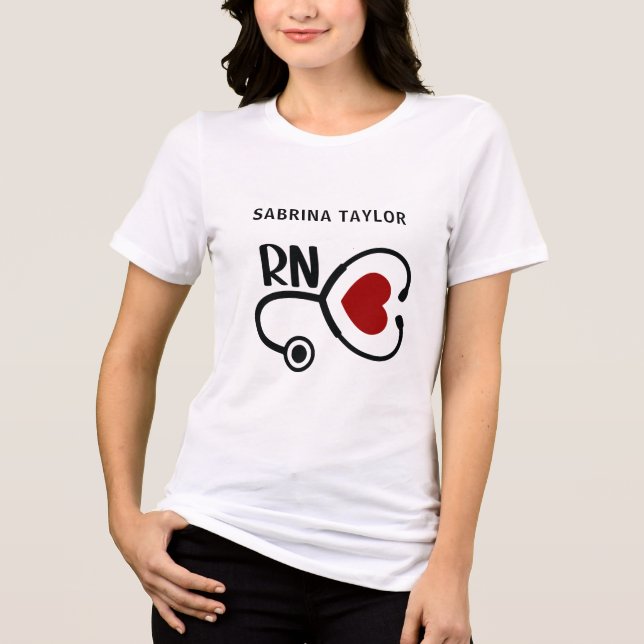 Cardiac Nurse Heart Stethoscope RN Tri-Blend Shirt (Front)