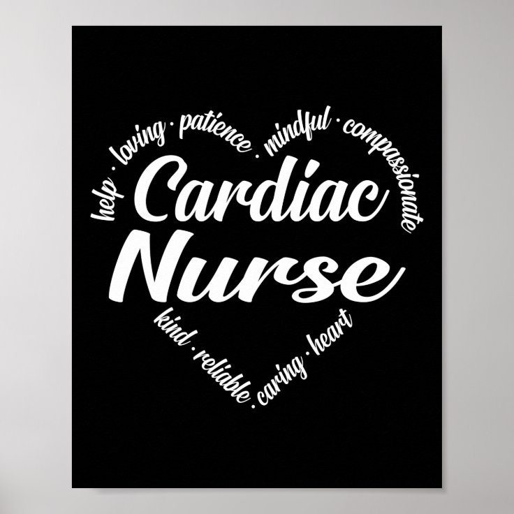 Cardiac Nurse Heart Word Cloud Poster Zazzle