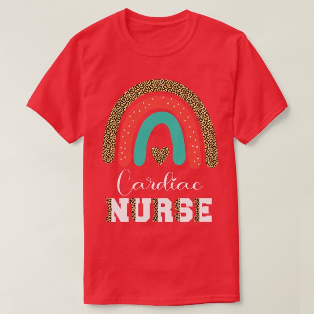 Cardiac Nurse Leopard Cardiologist Graduation Card T-Shirt (Design Front)