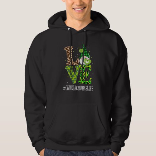 Cardiac Nurse Love St Patricks Day Gnome Leopard W Hoodie