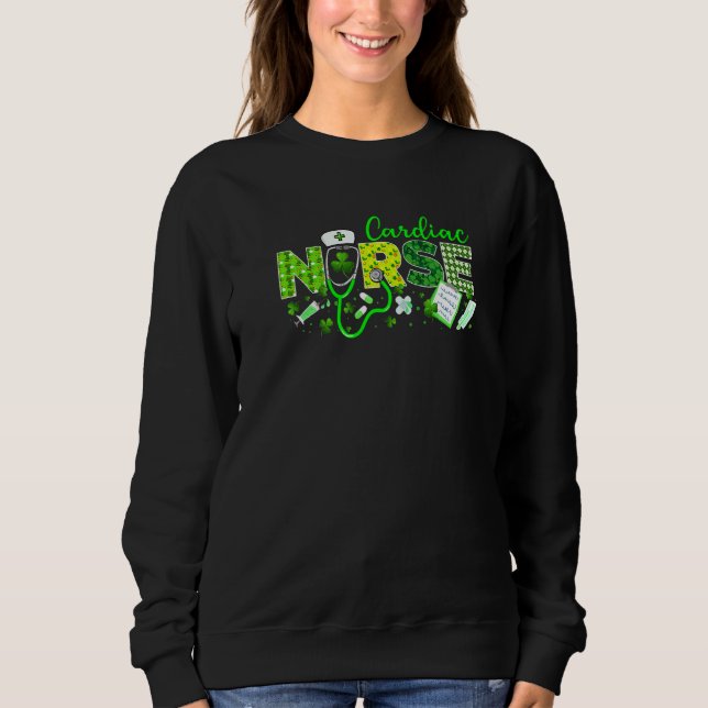 Cardiac Nurse St. Patricks Day Love Stethoscope Rn Sweatshirt (Front)