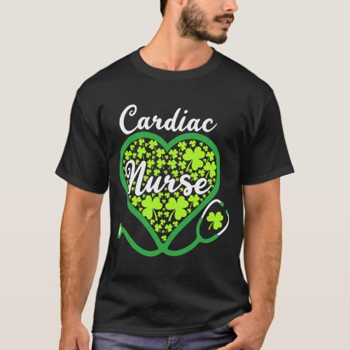 Cardiac Nurse Stethoscope Heart Love Shamrock RN C T_Shirt
