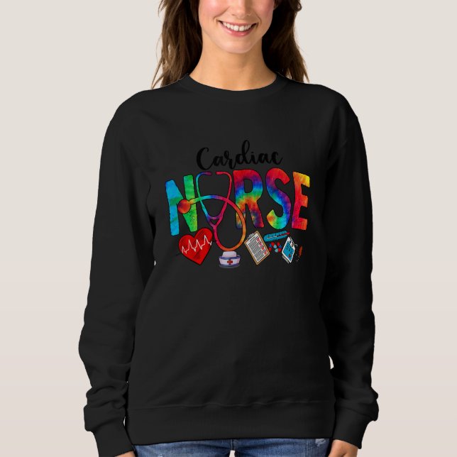 Cardiac Nurse Tie Dye Love Heart Stethoscope RN Nu Sweatshirt (Front)