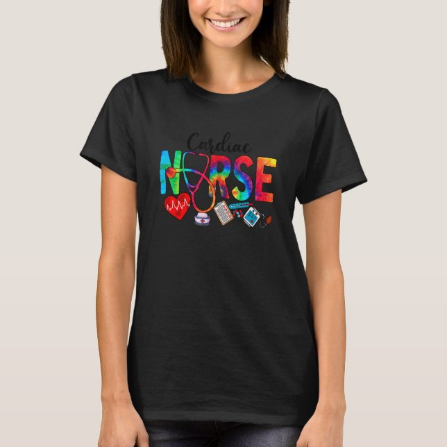 Cardiac Nurse Tie Dye Love Heart Stethoscope RN Nu T-Shirt (Front)