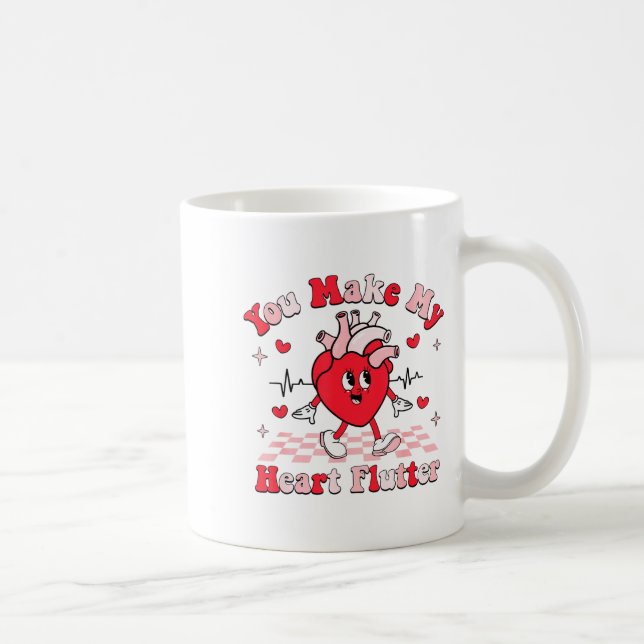 Cardiac Nurse Valentine You Make My Heart Flutter  Coffee Mug (Right)