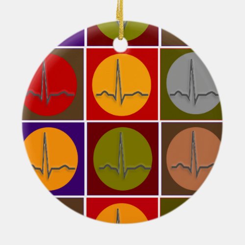 Cardiac QRS Pop Art Ceramic Ornament