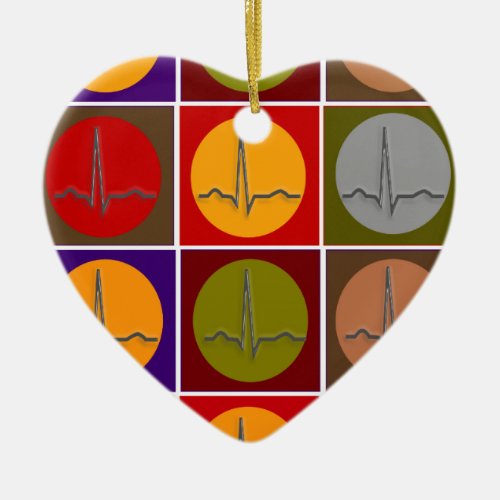 Cardiac QRS Pop Art Ceramic Ornament