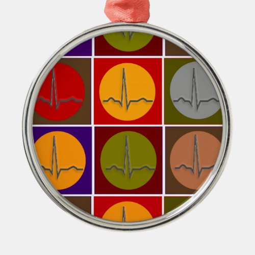 Cardiac QRS Pop Art Metal Ornament