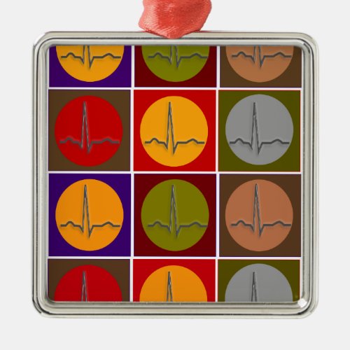 Cardiac QRS Pop Art Metal Ornament