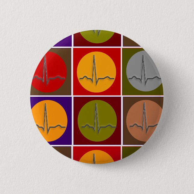 Cardiac QRS Pop Art Pinback Button (Front)