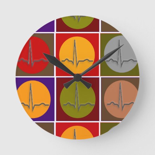 Cardiac QRS Pop Art Round Clock