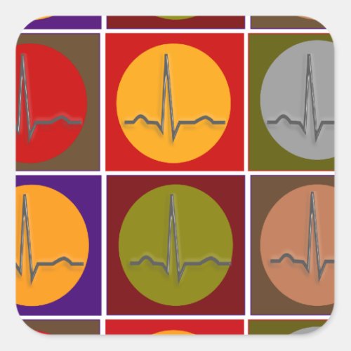 Cardiac QRS Pop Art Square Sticker