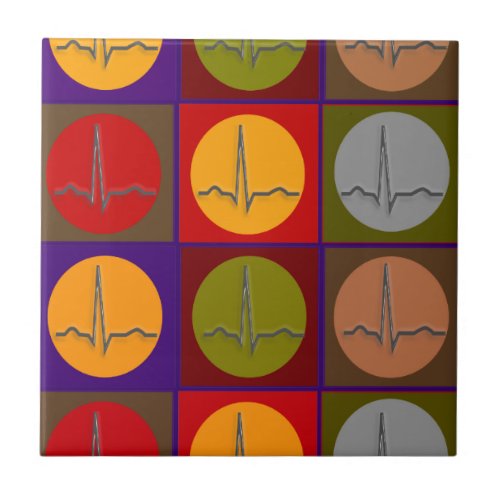 Cardiac QRS Pop Art Tile