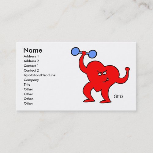 Cardiac Rehab and Personal Trainer Cartoon Heart Business Card