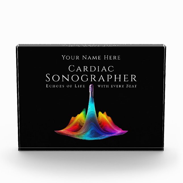 Cardiac Sonographer-Colorful Ultrasound Waves Acrylic Award (Front)