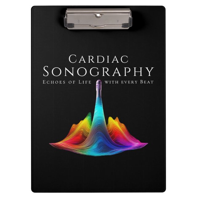 Cardiac Sonographer-Colorful Ultrasound Waves Clipboard (Front)