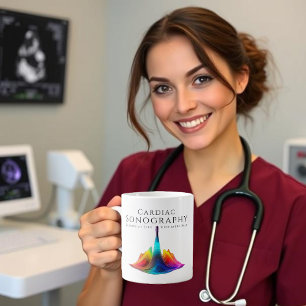 Cardiac Sonographer-Colorful Ultrasound Waves Giant Coffee Mug