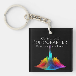 Cardiac Sonographer-Colorful Ultrasound Waves Keychain