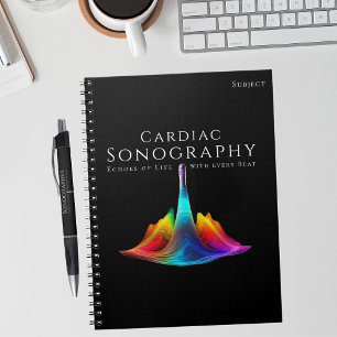 Cardiac Sonographer-Colorful Ultrasound Waves Notebook