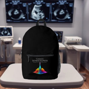 Cardiac Sonographer-Colorful Ultrasound Waves Printed Backpack