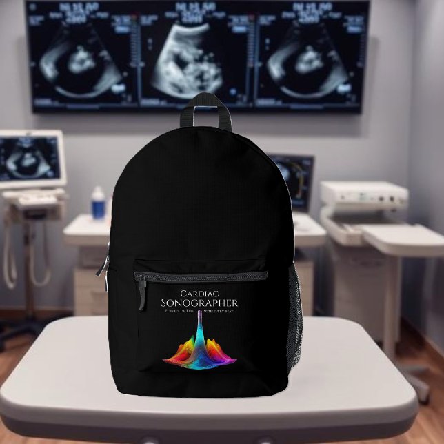 Cardiac Sonographer-Colorful Ultrasound Waves Printed Backpack (Cardiac Sonographer-Colorful Ultrasound Waves Printed Backpack)