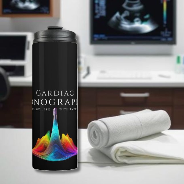 Cardiac Sonographer-Colorful Ultrasound Waves Thermal Tumbler (Cardiac Sonographer-Colorful Ultrasound Waves Thermal Tumbler)