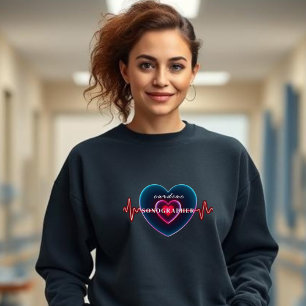 Cardiac Sonographer Heartbeat Heart with EKG Sweatshirt