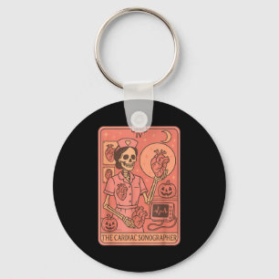 Cardiac Sonographer Tarot Card Skeleton Ultrasound Keychain